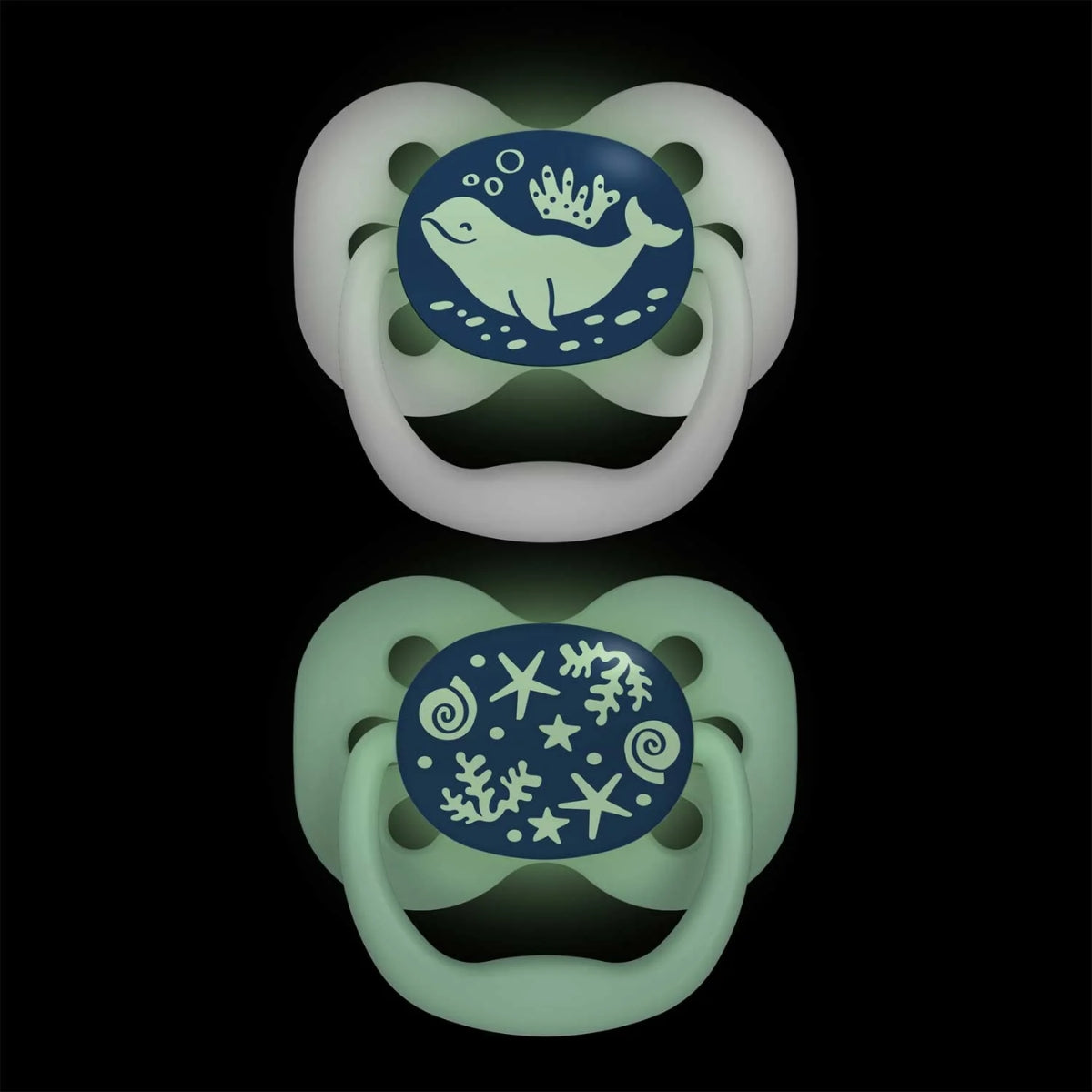 Dr. Brown’s Advantage Glow-in-the-Dark Pacifiers 0-6M Pack of 2 Blue Ocean - Fully Symmetrical Shape