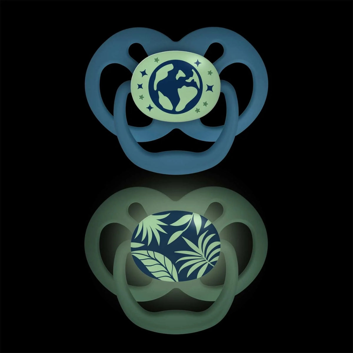 Dr. Brown’s Advantage Glow-in-the-Dark Pacifiers 6-18M Pack of 2 Blue Nature - Gentle Breathable Shield