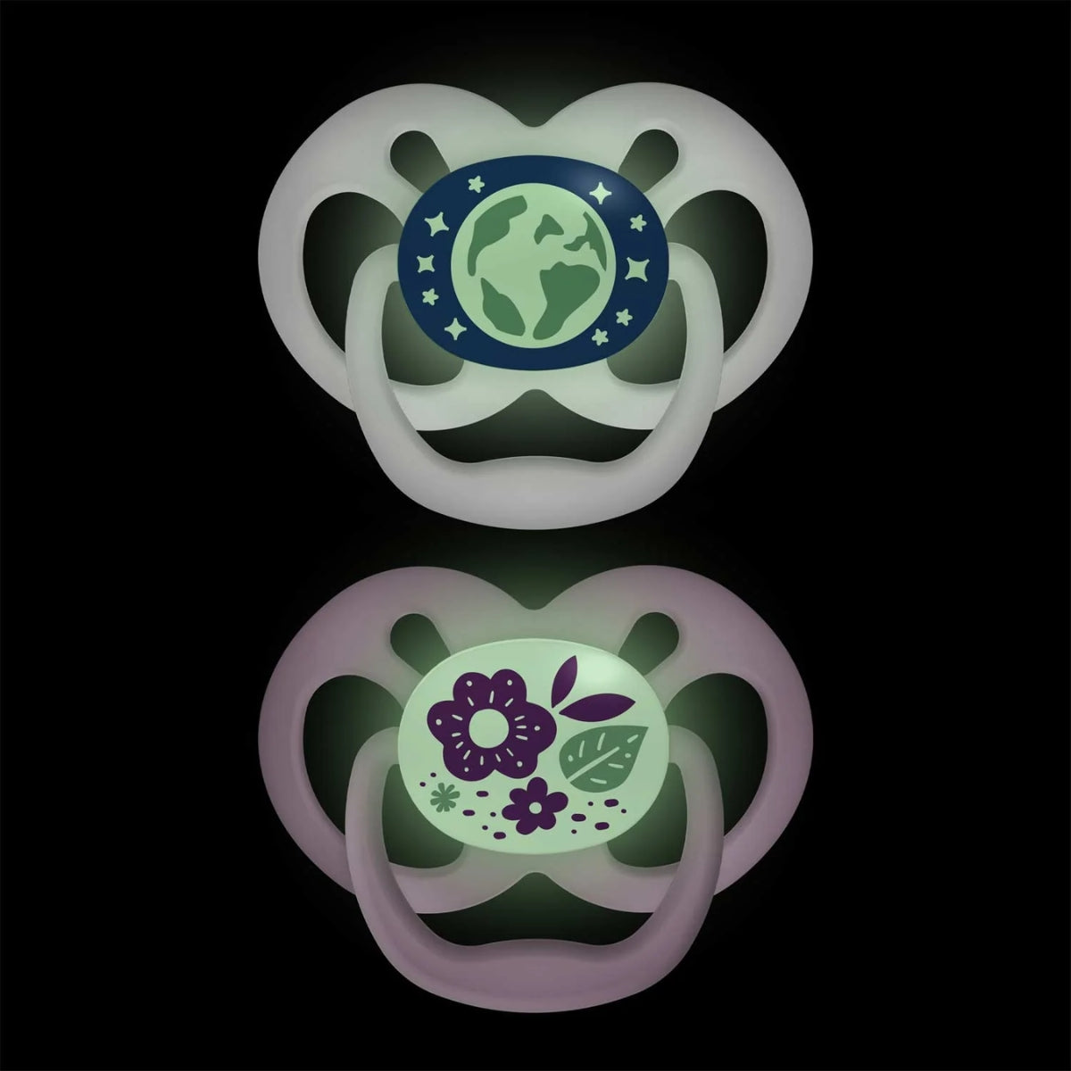 Dr. Brown’s Advantage Glow-in-the-Dark Pacifiers 6-18M Pack of 2 Purple Nature - Glow-in-the-Dark Design
