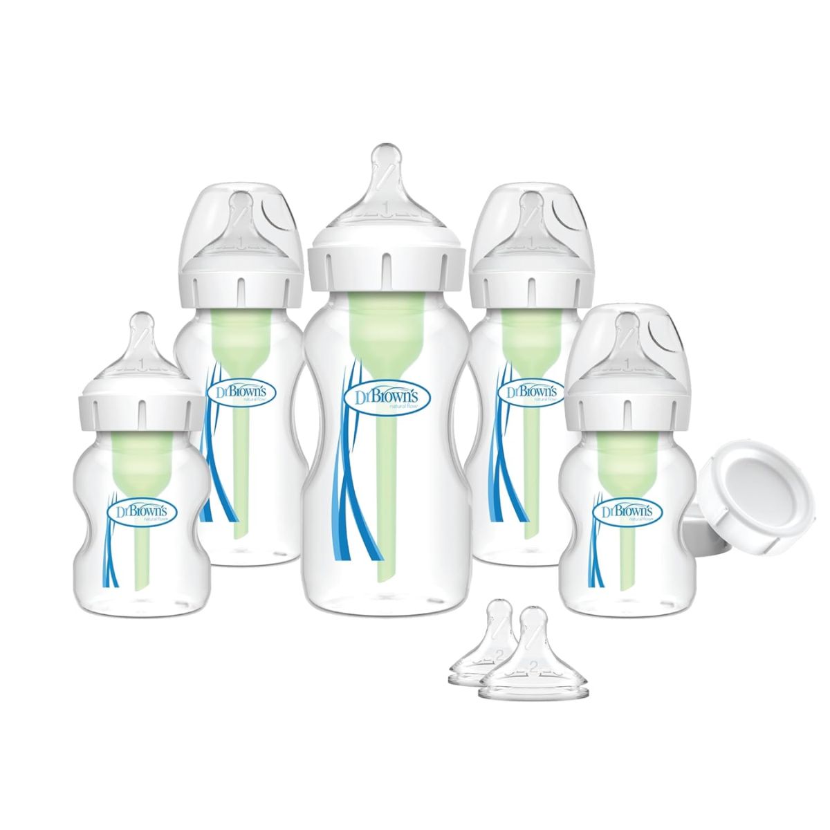 Dr. Brown’s Options+ Wide-Neck Baby Bottle Newborn Feeding Set - 0m+ - Complete Newborn Feeding Set